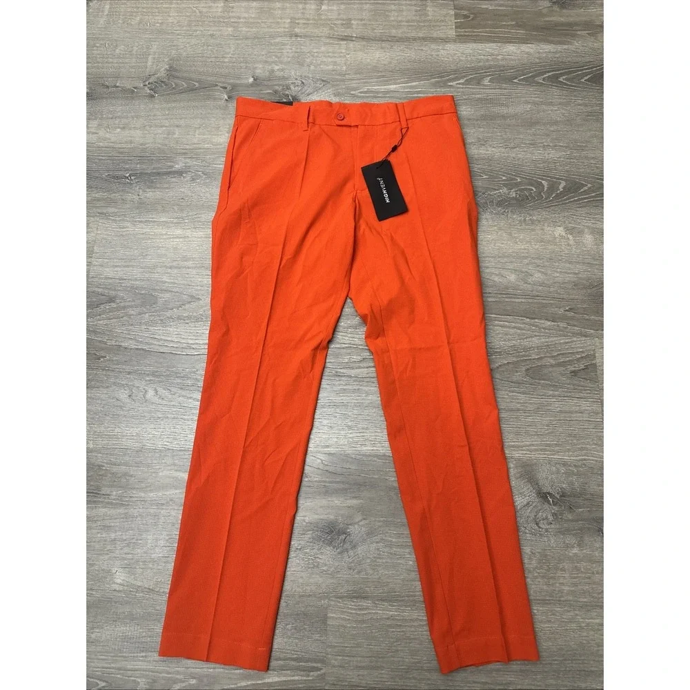 J Lindeberg High Vent Pants Fiery Red Golf Pants Men's 33x32